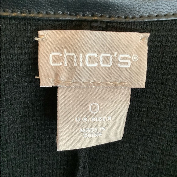 CHICOS SIZE 0 MOTO BLACK KNIT‎ JACKET WITH GOLD ZIPPERS. - Picture 12 of 16